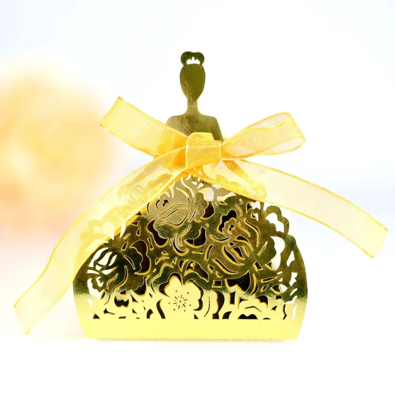 

20pcs Bride Flower Dresses Wedding Candy Dragee Box Gifts Bags Favor Boxes Wedding Bonbonniere DIY Event Party Favor Decoration