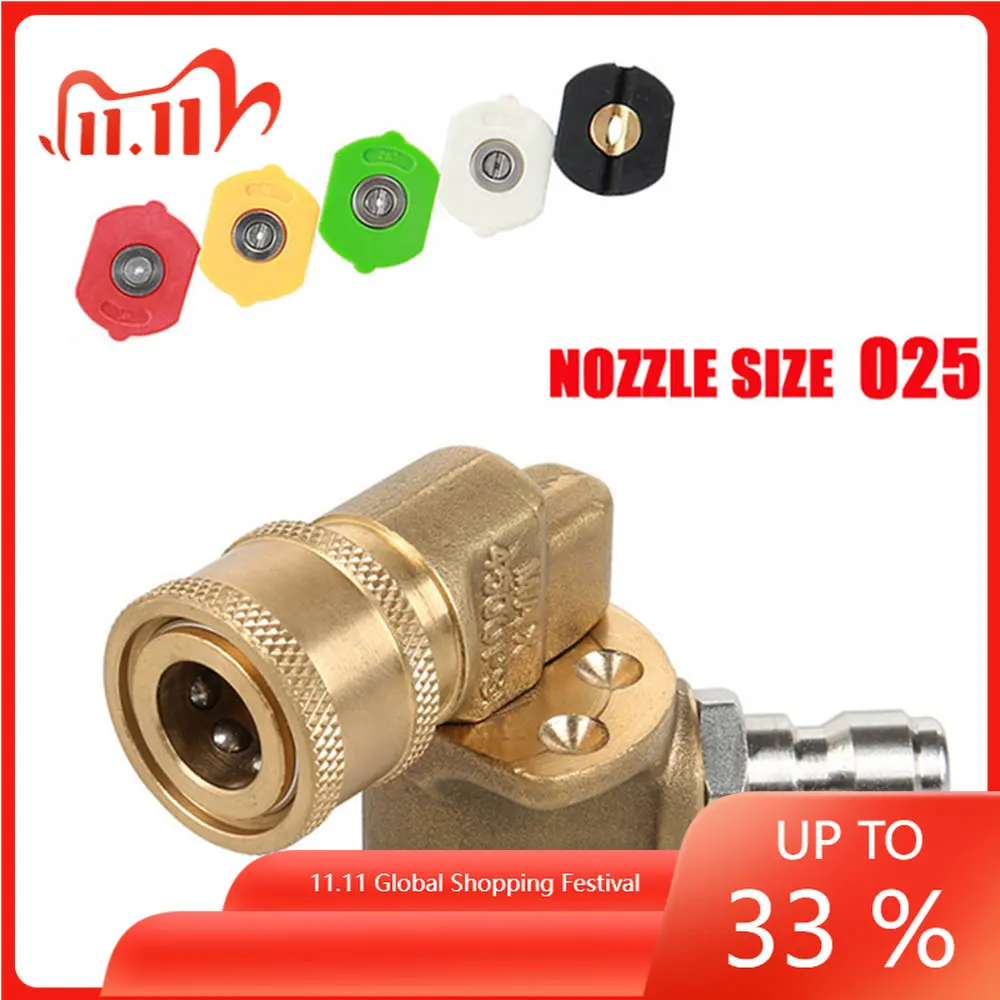 High Pressure Washer Rotary Joint Nozzle 180 Degrees Rotation 5 Angles 4500psi Stainless Steel Brass Quick Connector enlarge