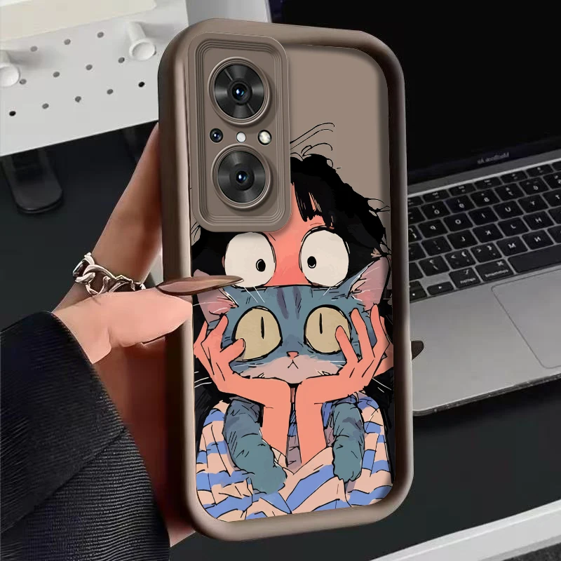 Nova 9SE Чехол для телефона Девушка и кошка New Sky Eye Huawei Y9 Y91 Y90 9Pro 9 10Lite Y70 Y7A Y70Plus Y6S 6SE Cover