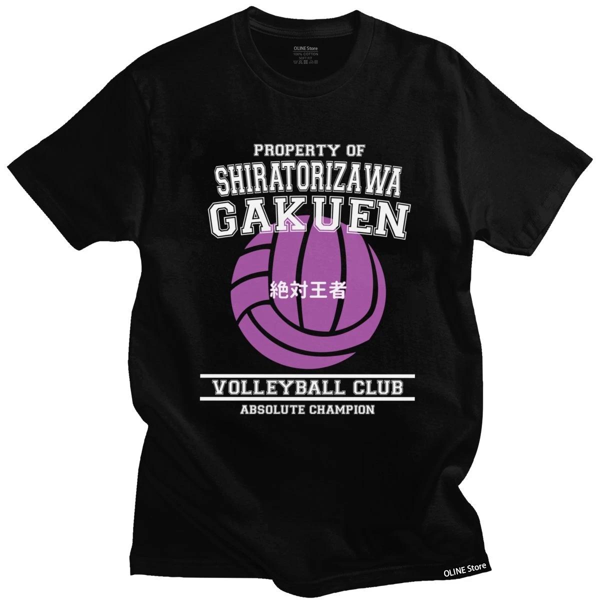 

Urban Property Of Shiratorizawa Gakuen Absolute Volleyball T Shirt for Men Short Sleeve Japan Manga Haikyuu T-Shirt Cotton Tee