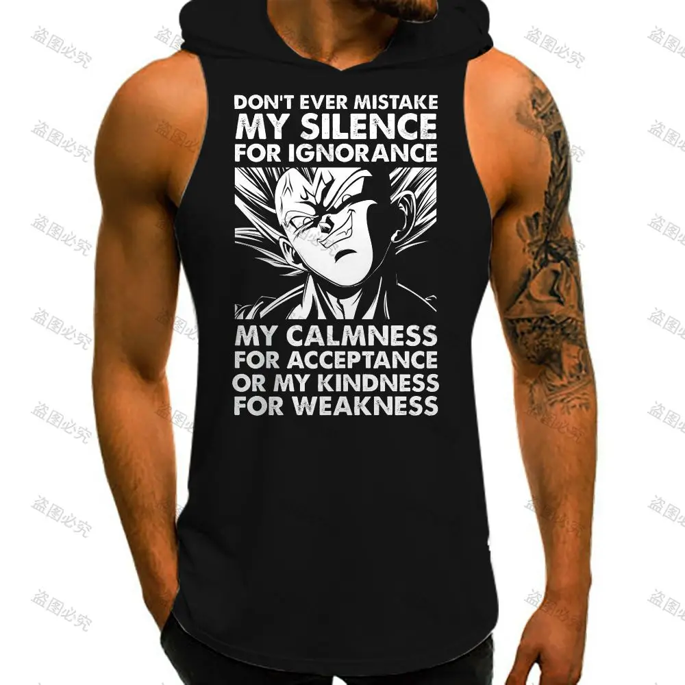 

Dragon Ball Super Saiyan Vest With Hood Goku Men Tank Top Anime Men's Clothes Trend Streetwear New Sleeveless Vests Fashion