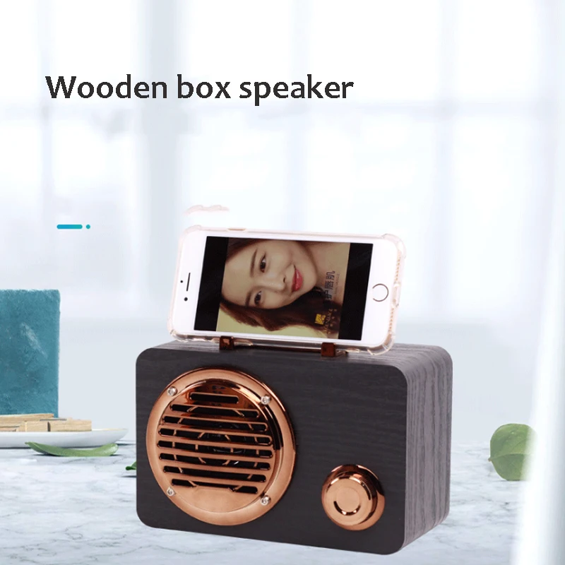 

Outdoor Portable Retro Bluetooth Speaker Mini Wooden Stereo Radio Computer Small Support TF Card