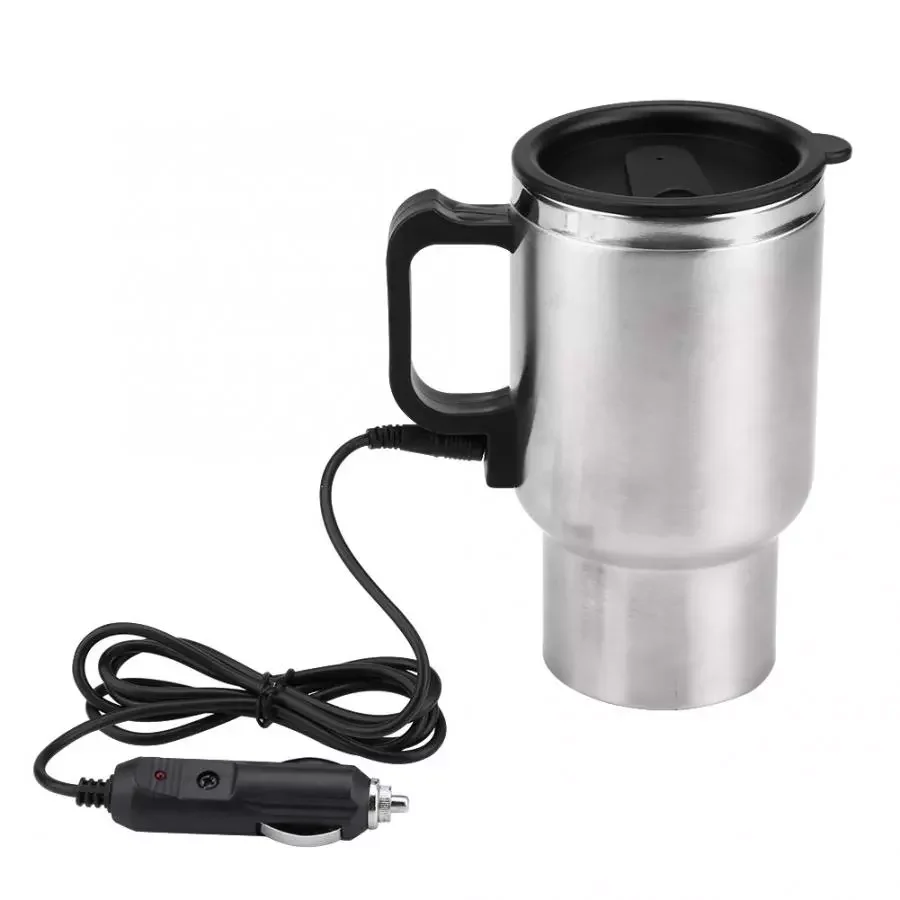 

60W 12V 450ml Electric Water Kettle Stainless Steel Car Heating Cup Coffee Tea Car Cup Mug Travel Water Coffee Milk Thermal Mug