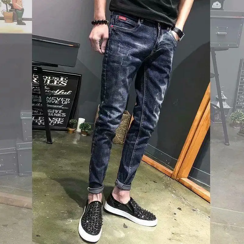 DIMI Ankle-Length Pants Tight Pants Casual Men's All-Match Fashion Oversize Bridgewater Skinny Jeans Men's Spring New Brand