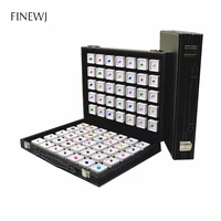 grids jewelry gem travel display leather carrying bag show case loose diamond gemstone bead collection storage box glass top lid