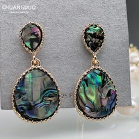 exquisiteand fashion korean inlaid water drop shaped color abalone shell earrings add womens charm party wedding accessories