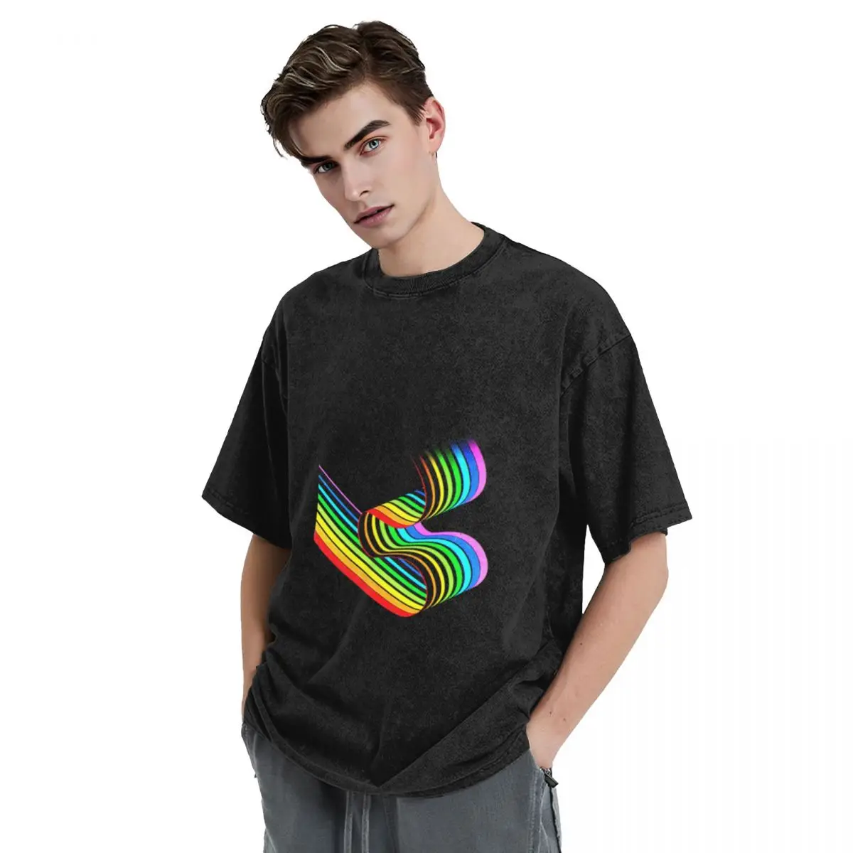 Фото Aphex Twin Rainbow Классические крутые винтажные футболки большого размера №3