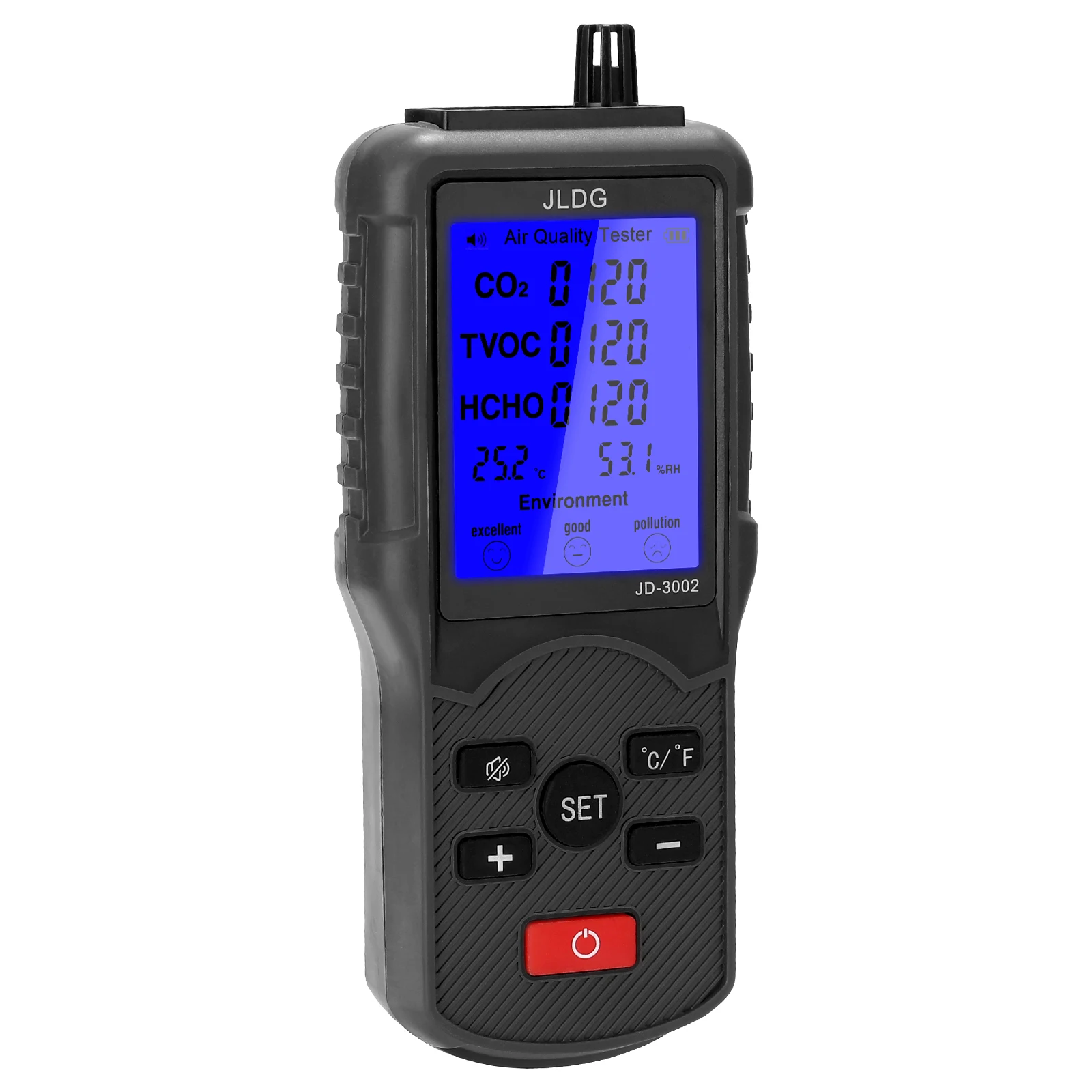 

Multifunctional High Accuracy Air Quality Tester CO2 TVOC Meter Temperature Humidity Measuring Device ℃ and ℉ Switchable