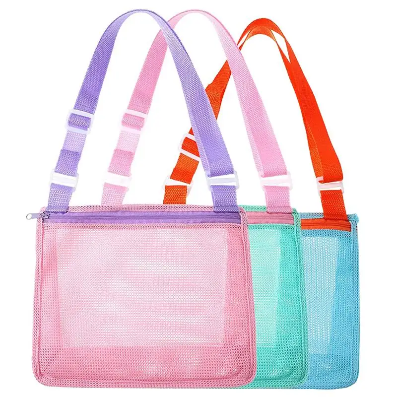 

3pcs Mesh Beach Bags Kids Toy Storage Bags Beach Tote Mesh Bags Beach Bags