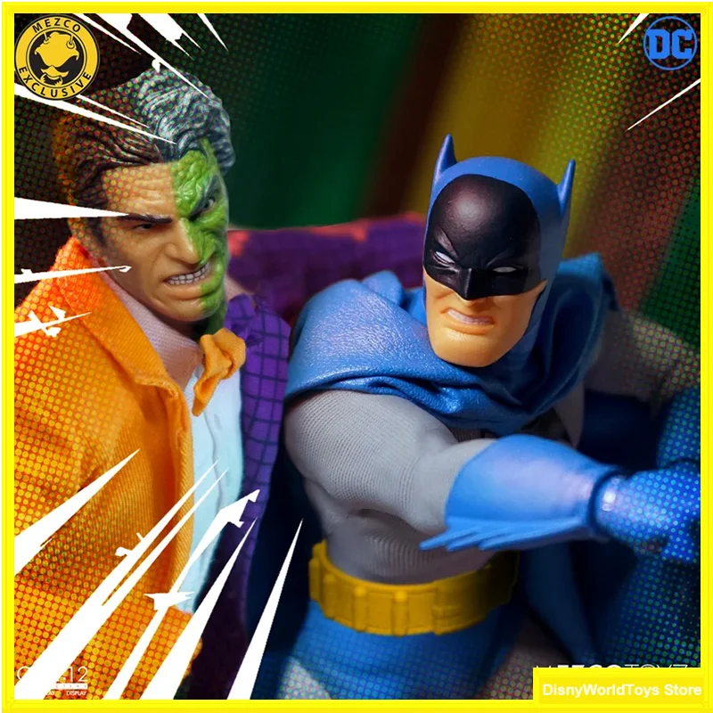 Фото Оригинальный набор фигурок MEZCO One:12 Collective Golden Age Batman vs Two Face в коробке, в наличии, коллекционная модель, игрушки для любителей экшн-фигурок. №1