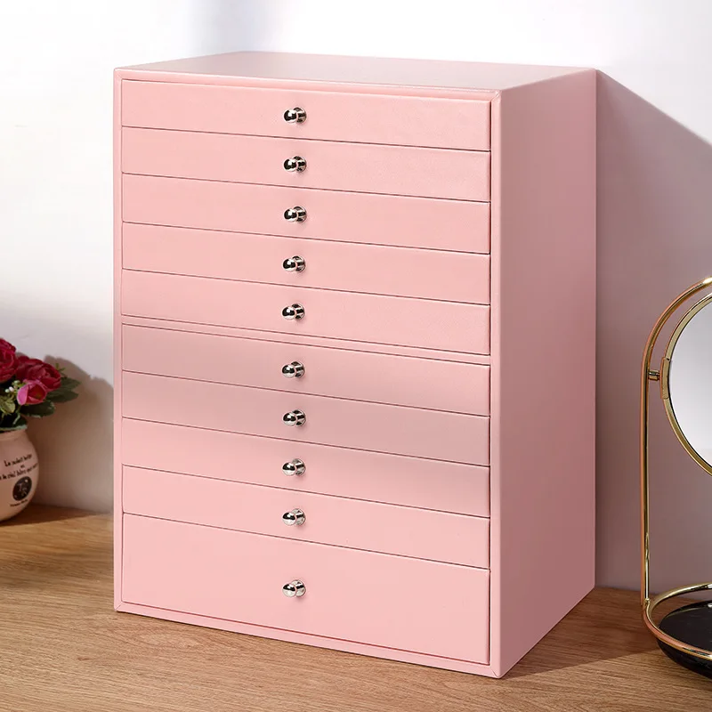 Multi-Layer Jewelry Box, Necklace, Jewelry, Ten-Layer Storage Box, Large-Capacity, High-End Light Luxury Storage Cabinet
