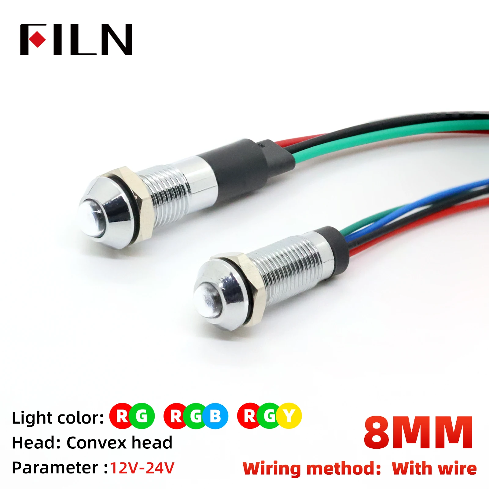 Светодиодный индикатор FILN 8 мм  двухцветный трехцветный