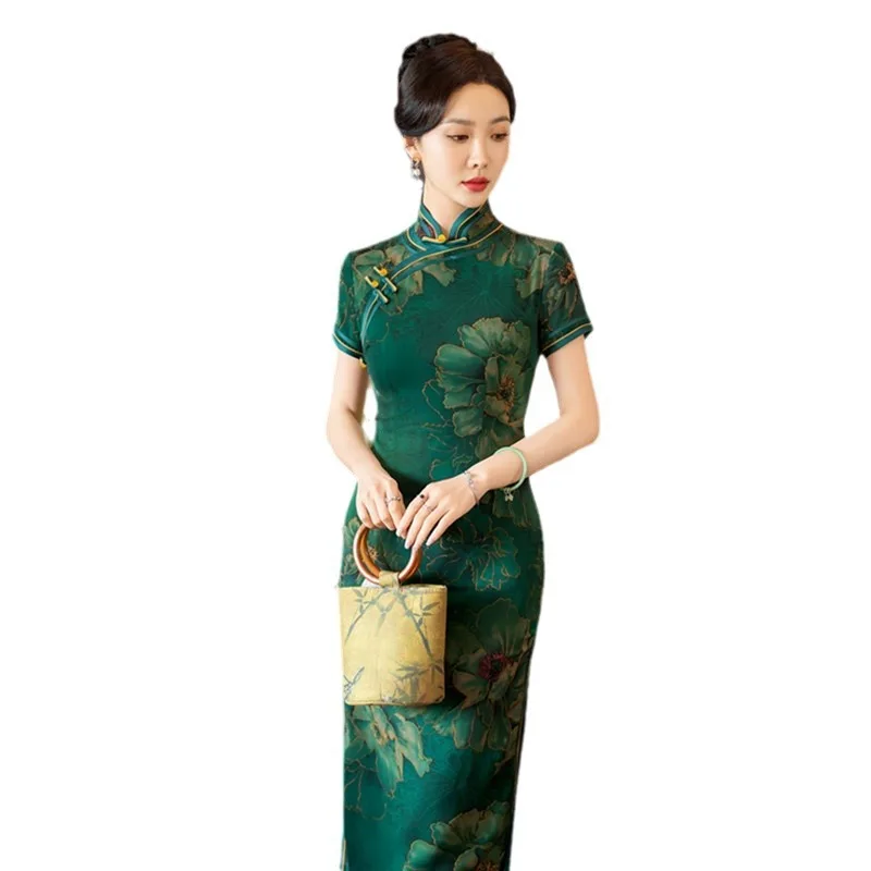 Ретро-платье Ципао в китайском стиле старого Шанхая с длинными рукавами Новинка
