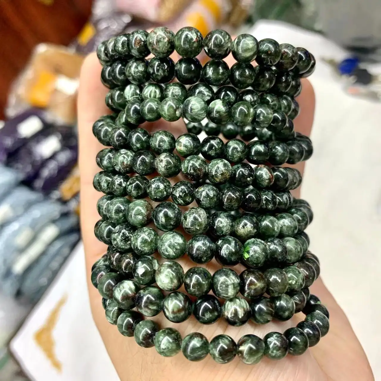 Bracelet de perles en Seraphinite russe pour femmes  bijoux en pierres précieuses naturelles  6mm –