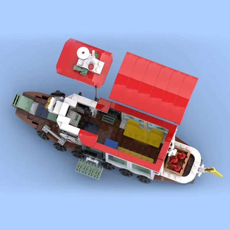 Фото Техническая модель корабля Moc Bricks, маленькая почтовая лодка, модульные строительные блоки, подарки, игрушки для детей, наборы «сделай сам», сборка модели №3