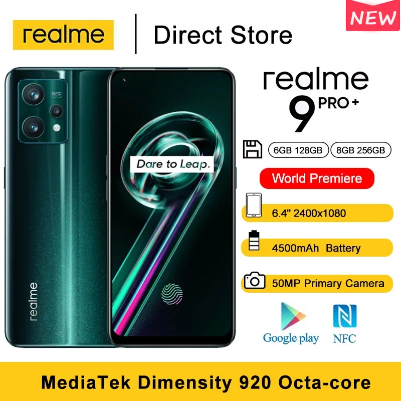 [Глобальная версия] realme 9 pro plus 5G мобильный телефон Dimensity 920 Смартфон sony imx766 ois camera 60w