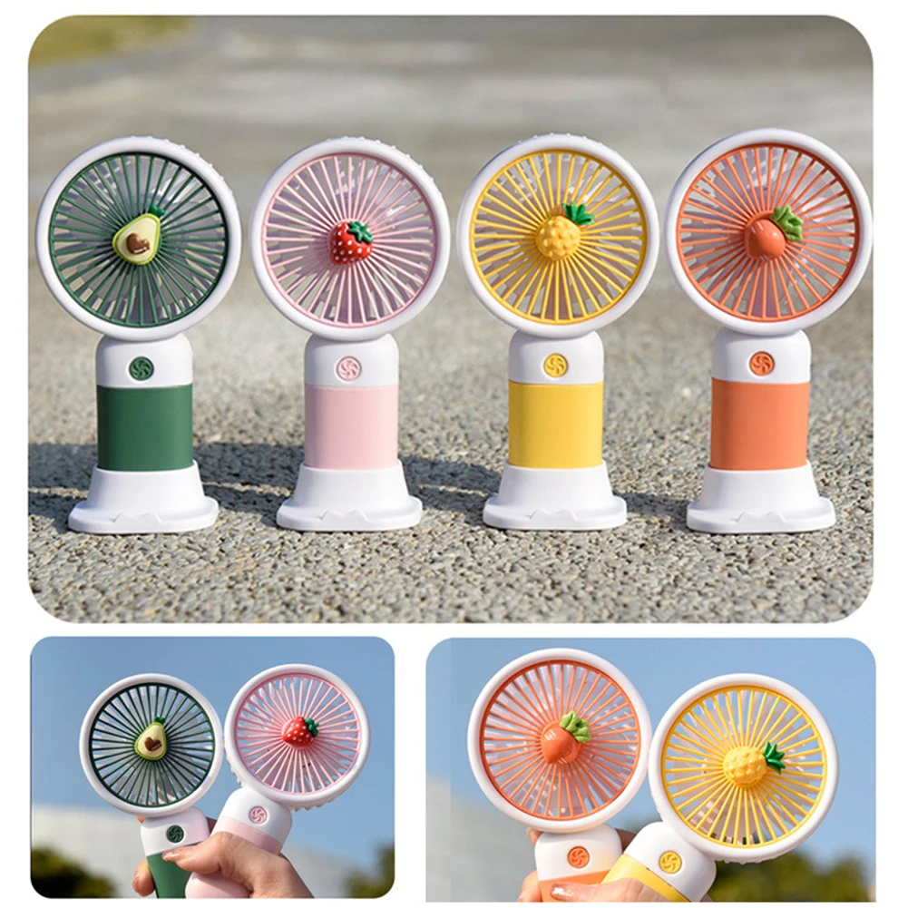 

Cartoon Fruit Portable Hand Fan USB Charging Small Cooling Fans with Lanyard Outdoor Office Traval Desktop Cooling Fan Summer