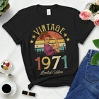 Футболка женская хлопковая в винтажном стиле, модная рубашка в стиле ретро, топ для вечевечерние НКИ в честь Дня Рождения 51 года, цвет черный, ограниченная серия, лето 1971