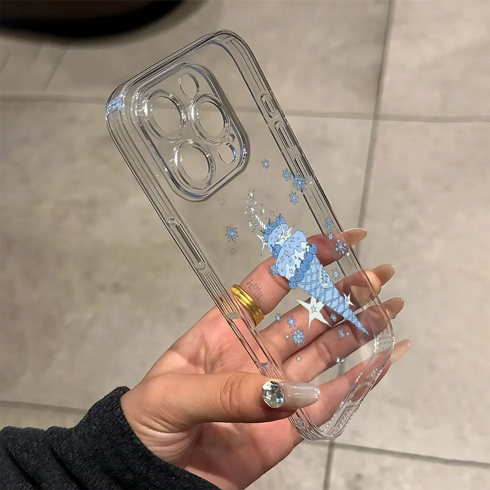 Фото Силиконовый чехол для телефона Blue Cherry Ice Cream для IPhone 17 16 15 14 13 12 11 Pro Xs Max Air Mini 7 8 6 6s Plus SE 2020 2022 Cover №3