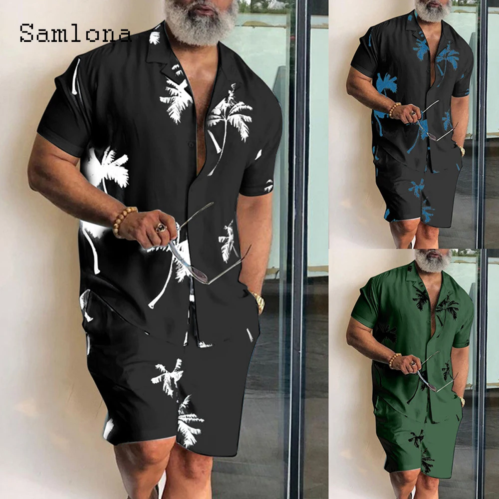 Men Fashion Two Pieces Outfits Short Sleeve Top and Panties Sets Sexy Mens Clothing 2022 Summer New Flower Print Tracksuit Set
