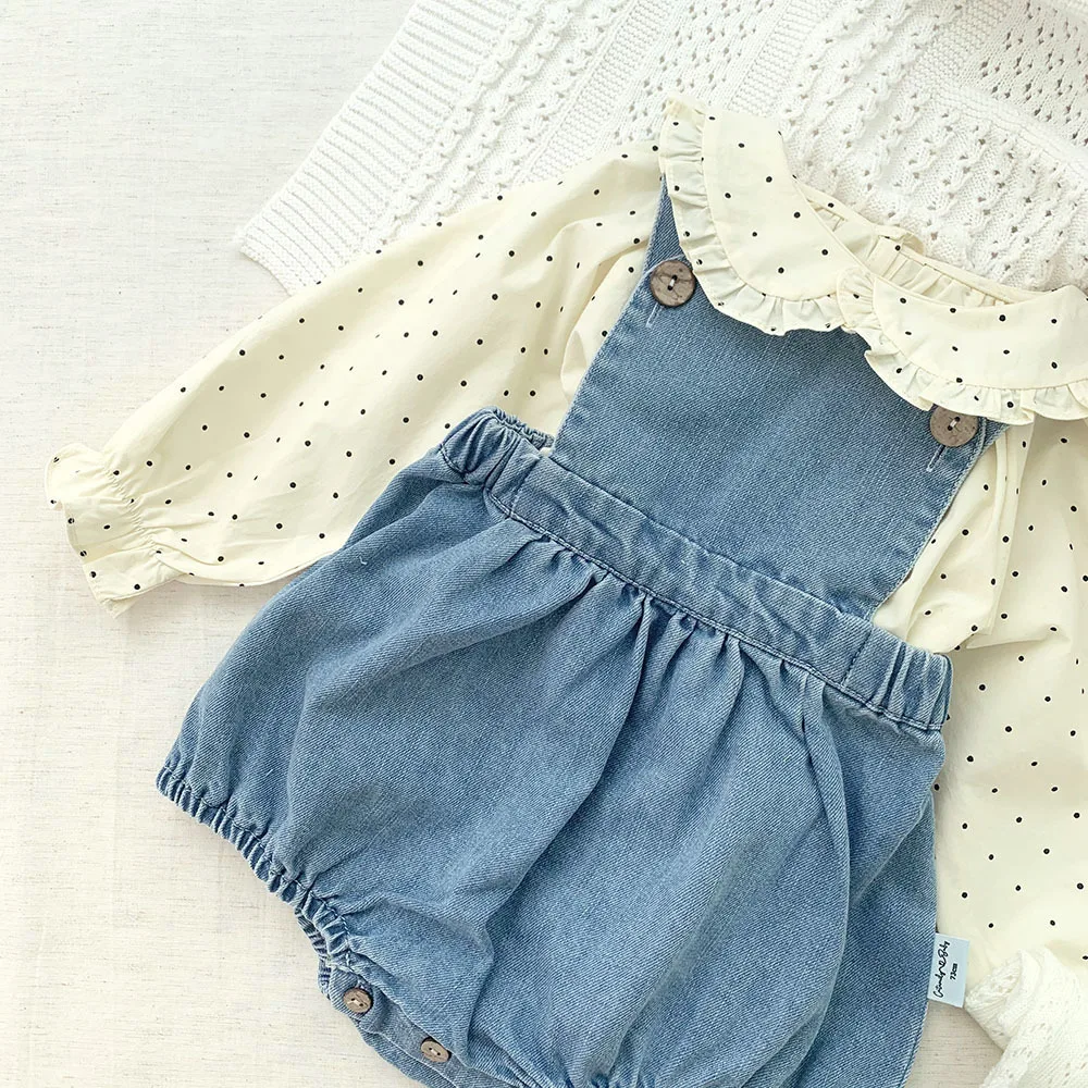 

Cute Dot Baby Girl Shirt Kids Clothes for Girls Long Sleeves Petal Collar Blouse for Girls Spring Summer Kids Outwear 2022 New