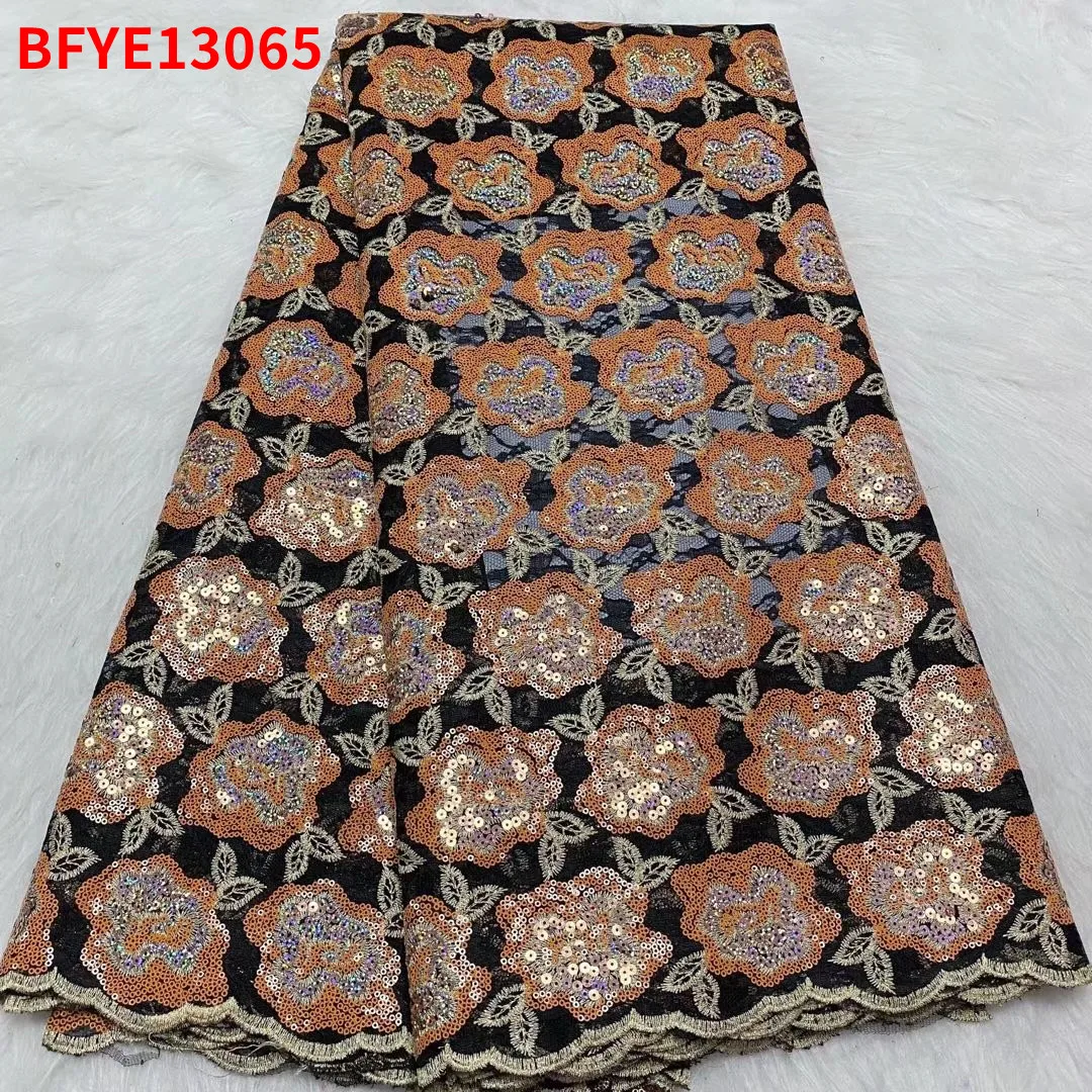 

Fashion Ankara Tulle Mesh Embroidered Fabric For Party Dress BFYE13065