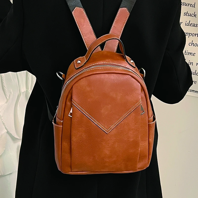 

Simple Feminina PU Backpack Vintage Women's Leather Bagpack High Quality Waterproof Rucksack Large Capacity Anti Theft Mochila
