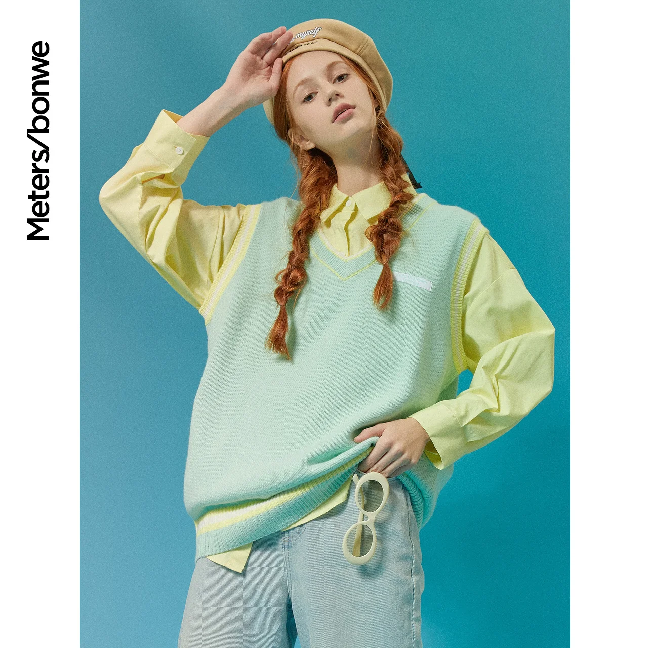 

Свитер Metersbonwe, жилет для женщин, осенний Новый Повседневный СВОБОДНЫЙ Модный вязаный жилет с V-образным вырезом, Женские топы для студентов, ...