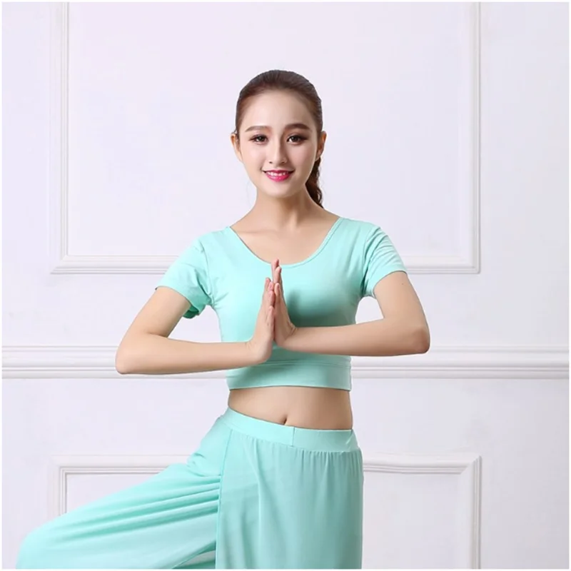 

2022 Modal Short Sleeve Elastic Dance Round-neck Base Shirts Fashion Adult Women Soft Ballet Practicing Crop Top