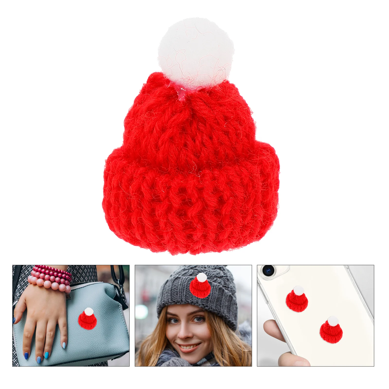 

10 PCS Christmas Party Favors Crochet Ornament Miniature Santa Hats Stocking Stuffers Adults Funny Gift Mini Knitting Hats