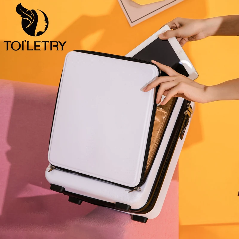

Toiletry Suitcase Cosmetic Case For Women Luxury Makeup Bags Macaroon Solid Color Travel Large Capacity Toiletries Hangbag Tote