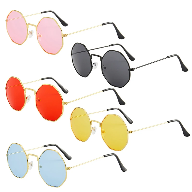 

Женские солнцезащитные очки с поляризацией, солнцезащитные очки в многоугольной металлической оправе в стиле ретро, с линзами конфетных цв...
