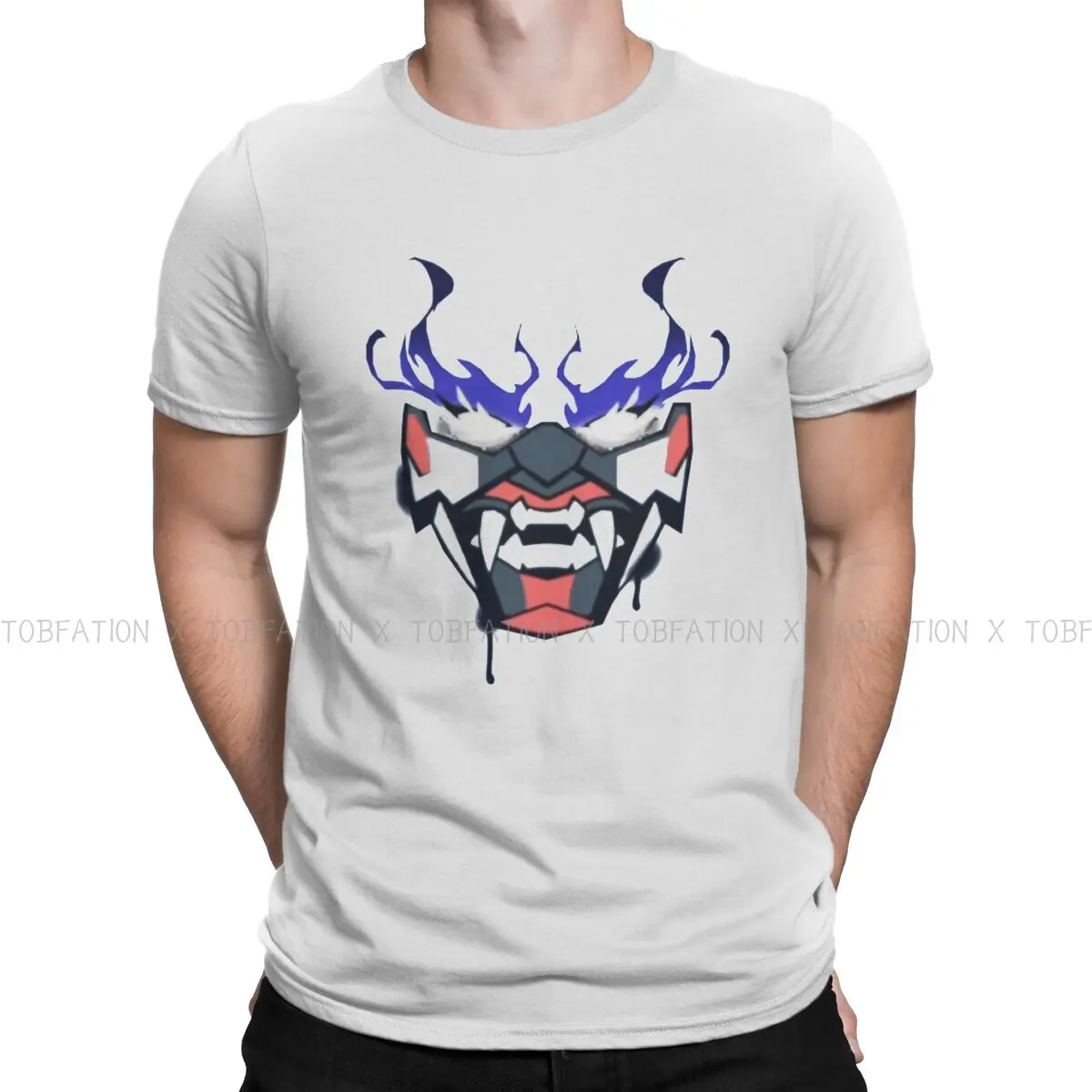 

Whos Next Oni Face Man's TShirt Valorant Agents Game Crewneck Short Sleeve 100% Cotton T Shirt Funny Top Quality Gift Idea