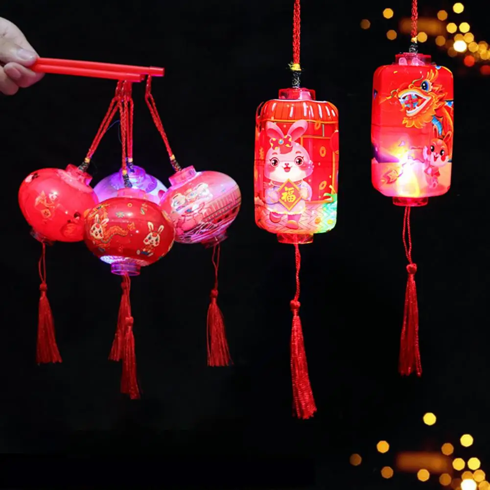 

Kids Lantern with Handheld Three-speed Flash Hand-eye Coordination Entertainment Rabbit Year Glowing Lantern for Spring Festival