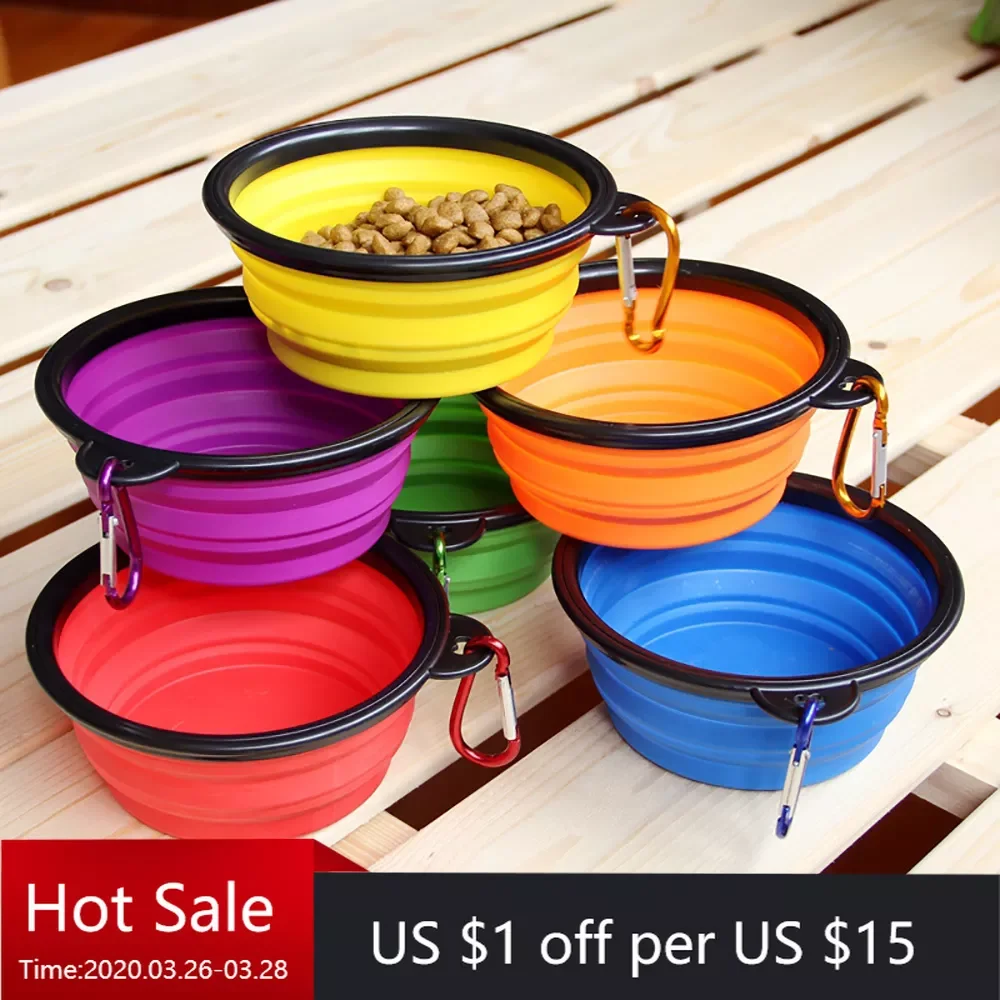 

Bowl Foldable Eco Firendly Silicone Pet Cat Dog Food Water Feeder Travel Portable Feeding Bowls Puppy Doggy Food Container