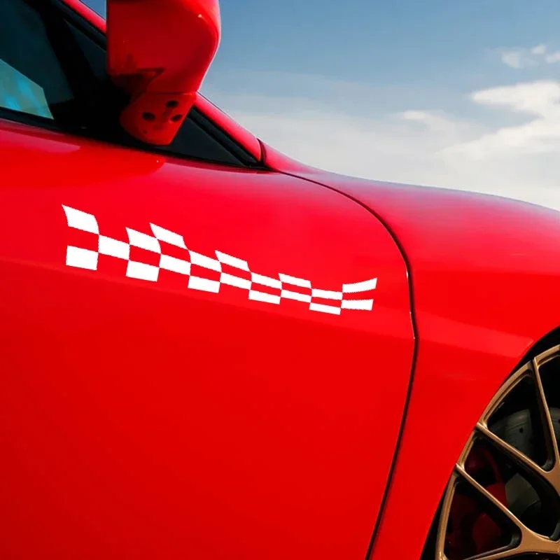 Модные автомобильные флаги в клетку гоночные виниловые Стильные наклейки для