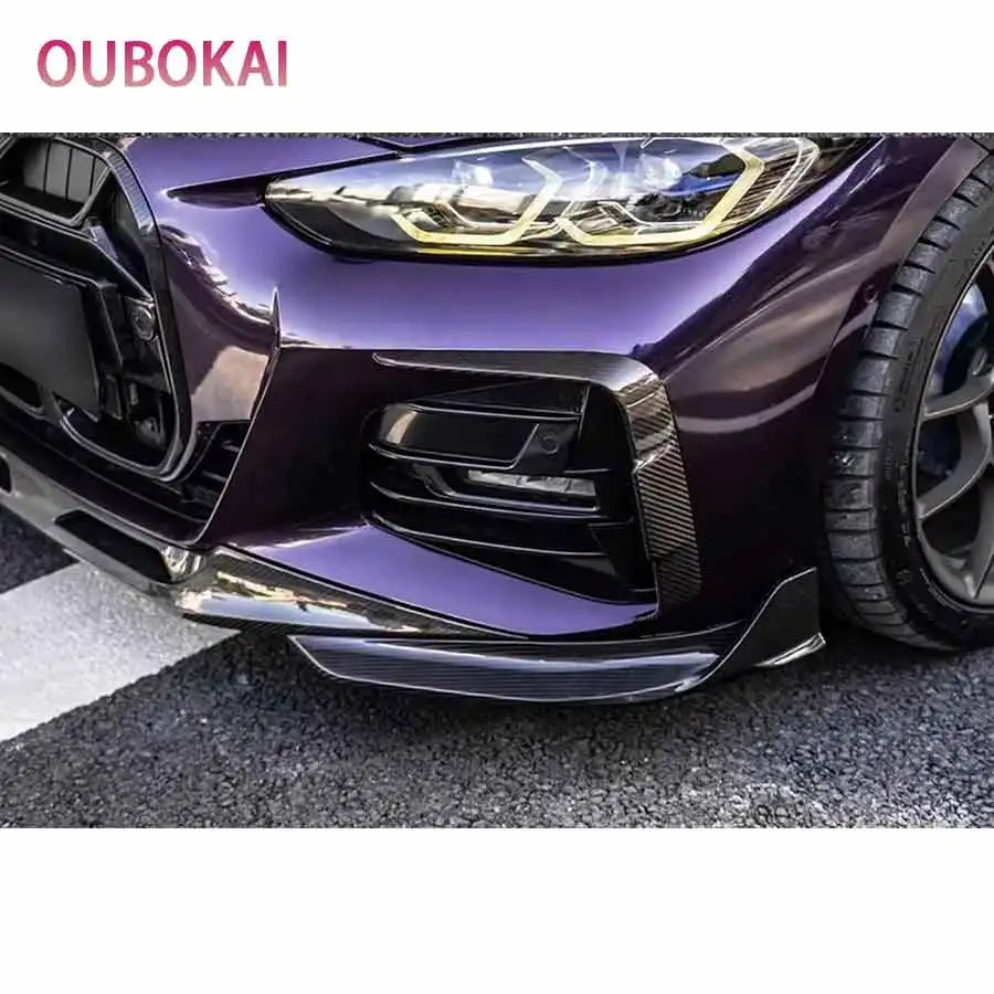 Фото Для BMW 4 серии G22 G23 2020+ Комплект обвеса из карбона: передний бампер, ветровые ножи, сплиттеры, спойлеры, воздуховоды, декоративные накладки №5