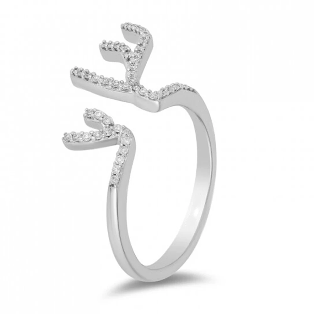 

HESHI European and American ins Wind Simple Fashion Temperament Diamond Antler Open Ring
