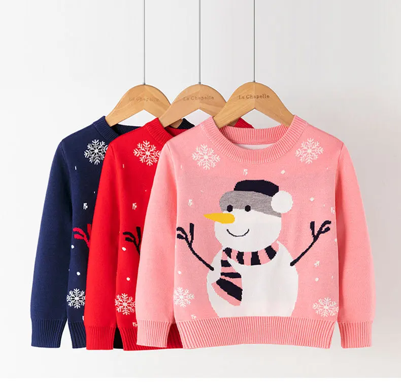 

Children's New Cartoon Christmas Red Snowman Pullover Bottoming Sweater Knit Sweater Knitted Sweater