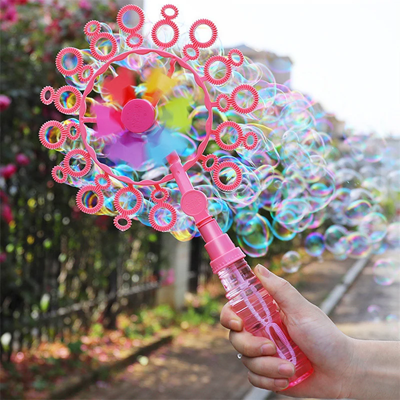 

Windmill Bubble Machine Handheld Blowing Bubble Wand Tool Soap Bubble Maker Blower Set Outdoor Funny Gift Toys For Children