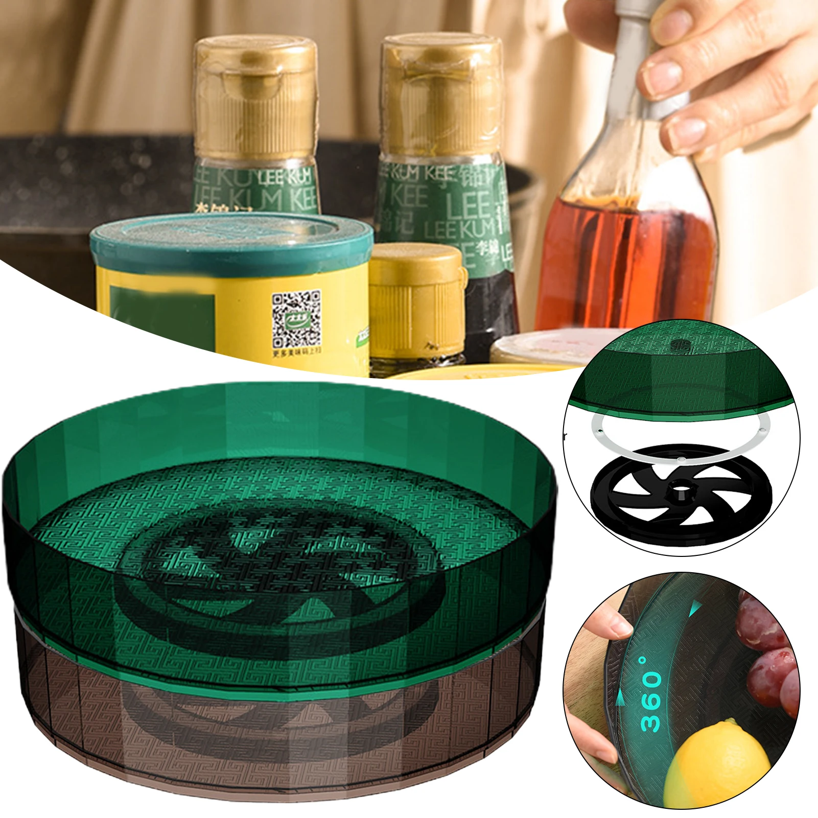 

Multifunctional Rotating Storage Rack Seasoning Spice Organizer Cosmetic Tray Desktop Organizer Spice Portable Lightweight