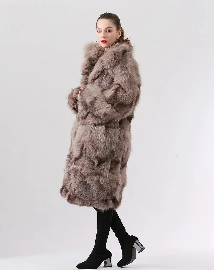 Fashion Real Fox Fur Long Coat For Women Winter Thicken Warm Loose Jacket Real Fur Cold-Resistant Outerwears Ladies Streetwear enlarge