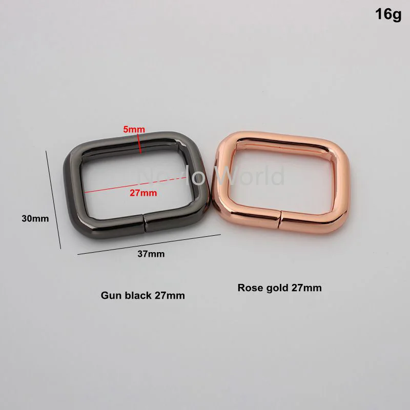 50pcs 5 size 5 colors rose gold 20-27-33-38-50 mm inner non-welded metal rectangle buckle for belt adjustment bag accessories