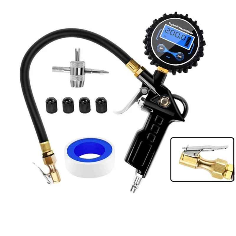 

200PSI Digital Tire Tyre Inflator Pressure Gauge Tester LCD Air Compressor Pump Universal For Vehicle Motorcycle SUV Car