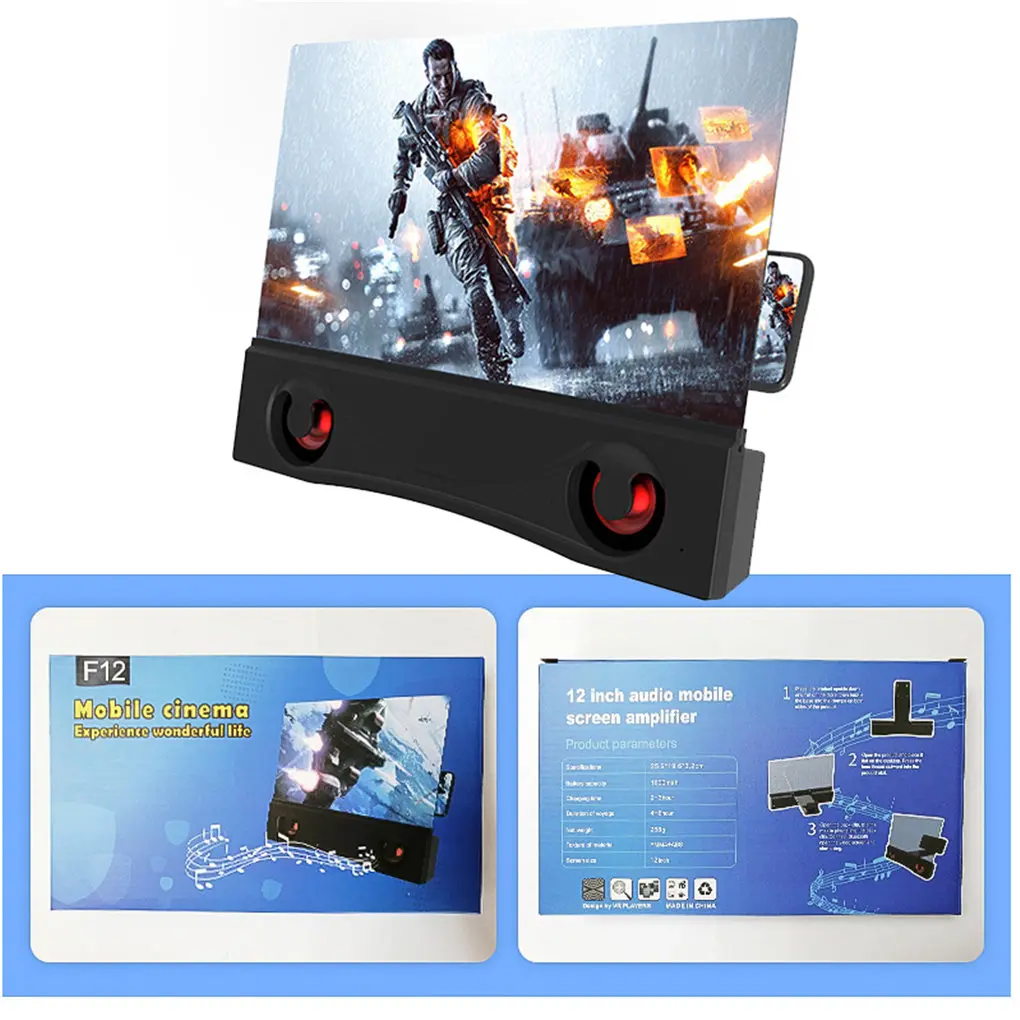

Bluetooth 3 0 Speaker Magnifying Stand Mobile Phone Magnifier Holder with Dual Wireless Speaker