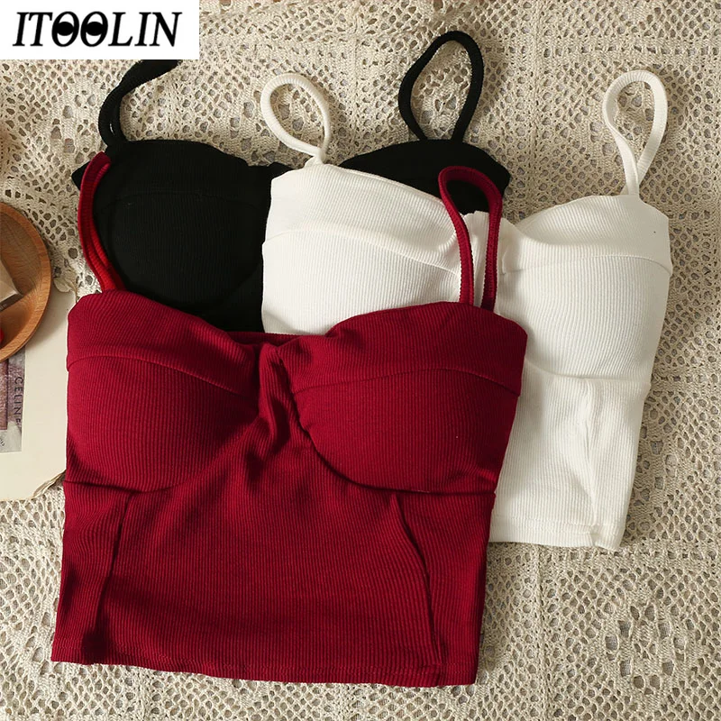 

ITOOLIN Women Sexy Bustiers Gothic Corset Top Night Club Party Cropped Women's Tank Top Push Up Chest Fashion Knitting Tops