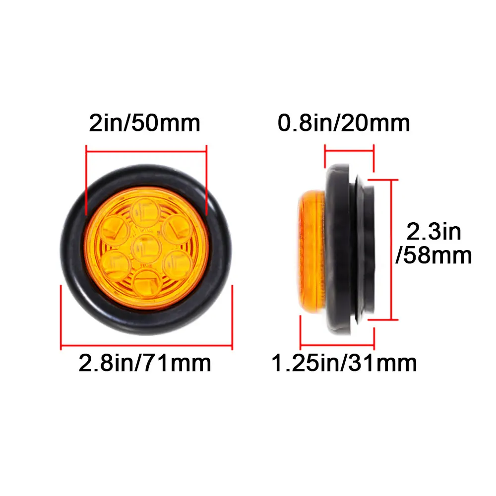 4x2 &quotкруглые боковые габаритные огни прицепа водонепроницаемые светодиодные