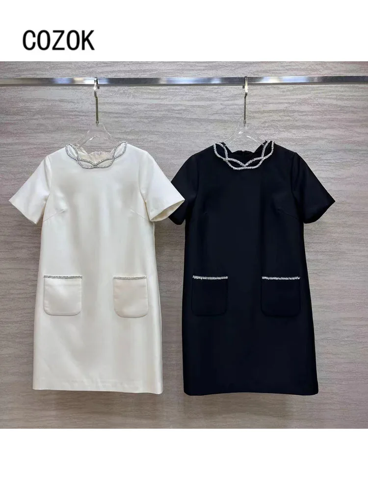 

Женское винтажное драпированное платье, Кружевное облегающее платье с круглым вырезом, карманами и тонкой талией, 2023