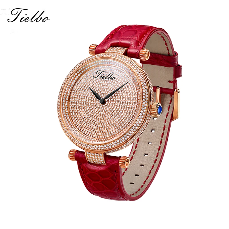 TIELBO Аутентичные швейцарские кварцевые часы для женщин водонепроницаемые