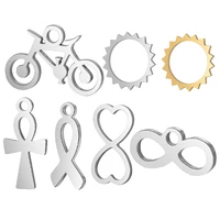 10pcs infinite symbol bicycle sun charm pendant polished stainless steel diy necklace bracelet jewelry making supplies wholesale